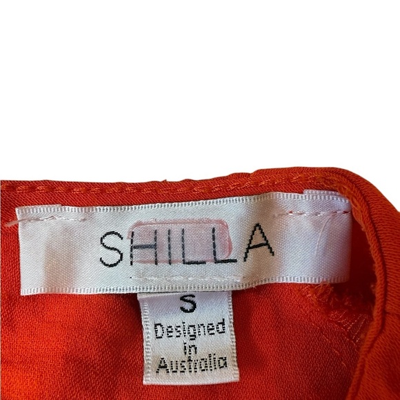 Shilla Exotic Cascade Top Crepe Flowing Ruffle Sleep LS Top in Orange Size Small - Picture 10 of 16